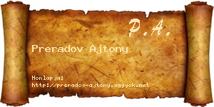 Preradov Ajtony névjegykártya